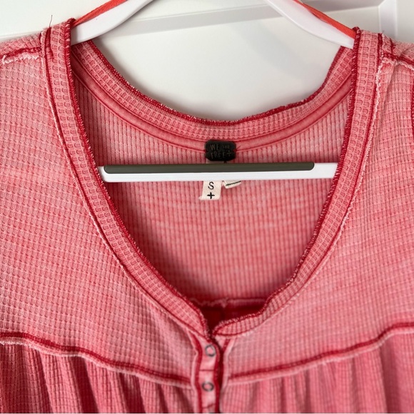 FREE PEOPLE KAI HENLEY BABY DOLL LONG SLEEVE RED SIZE SMALL - Picture 6 of 14